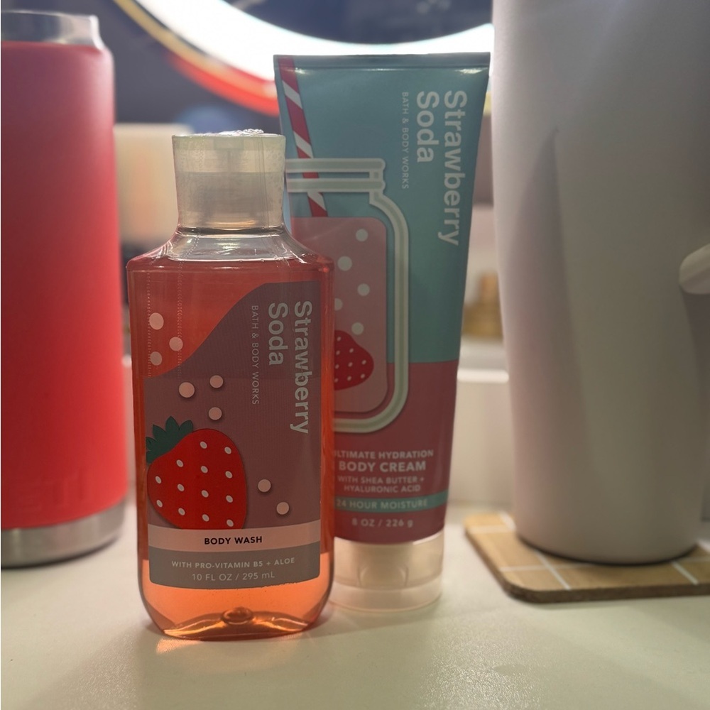 Strawberry Soda Body Wash and Cream Set Bath and Body Works